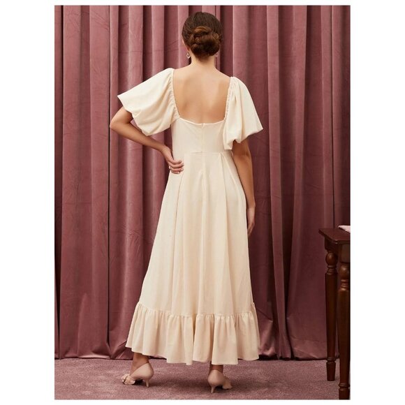 New Velvet Wedding Dress Maxi Puff Poof Sleeve Romantic Bustier Corset Bodice UO - Picture 4 of 16